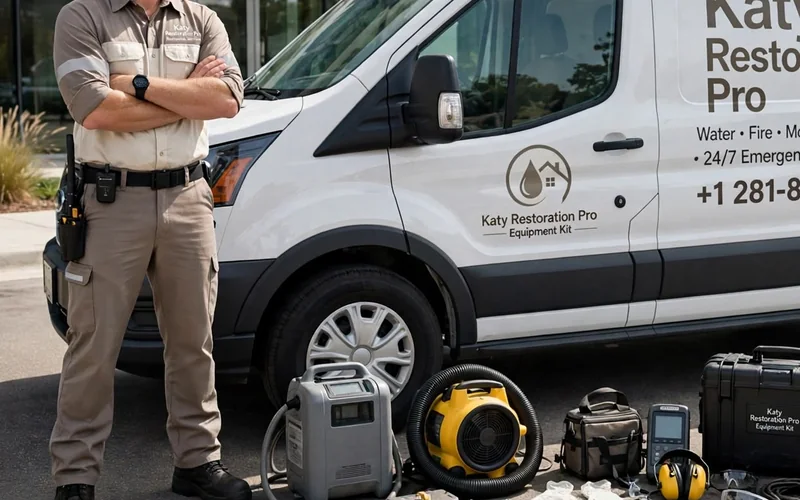 Katy Restoration Pro team members with equipment
